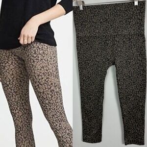 Spanx Brown Look At Me‎ Now Seamless Crop Leggings Womens Size 3X Leopard Print